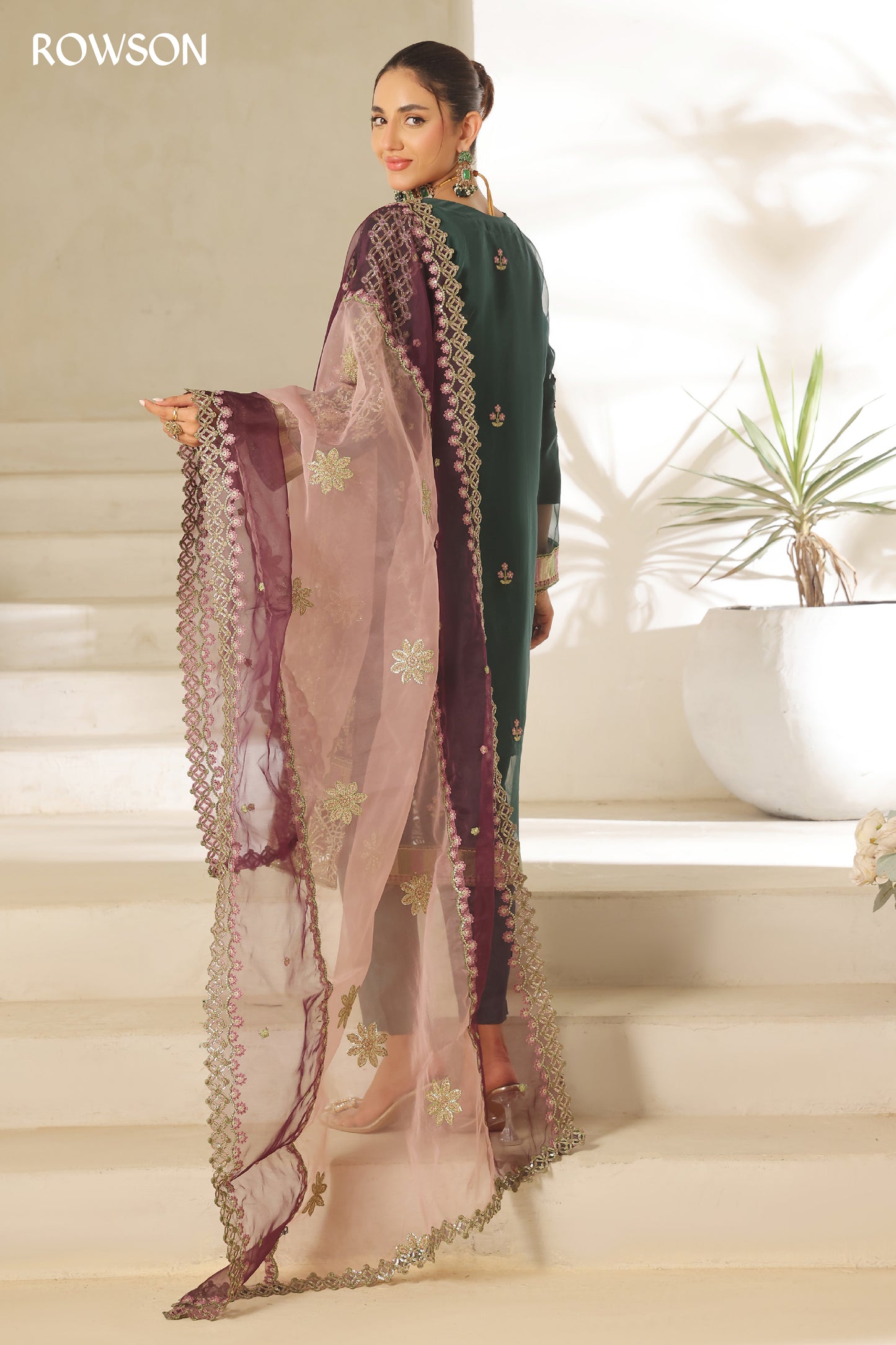 RANA ARTS--AZKA - Luxury Fancy Organza Pakistani Three-Piece