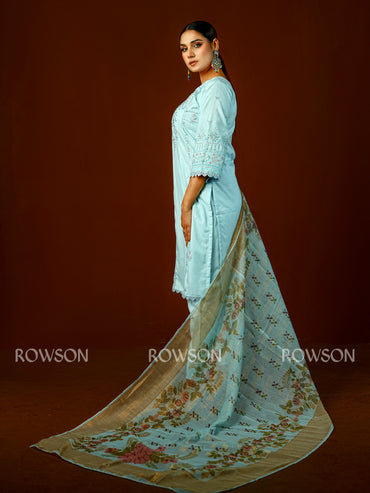 Comfort Fit Embroidered Three-Piece