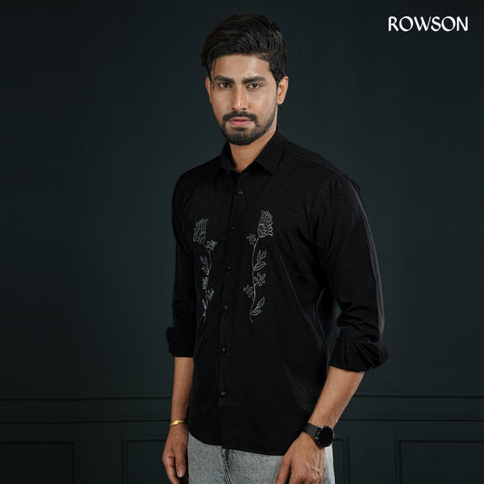 Majestic Black Party Full Shirt