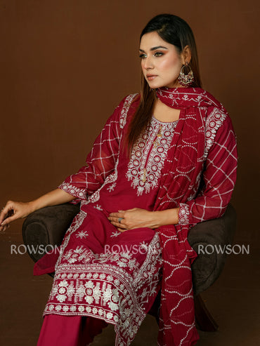 Premium Embroidered Three-Piece