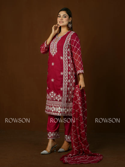 Premium Embroidered Three-Piece