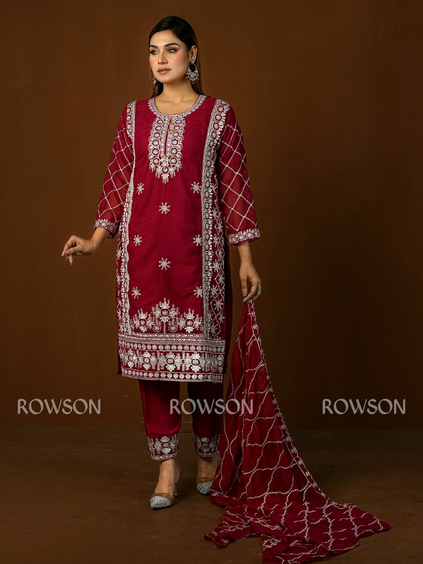 Premium Embroidered Three-Piece