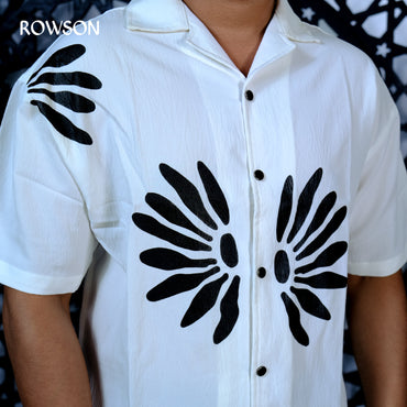 Chinese Soft Zafran Fabrics Semi Drop Shoulder Shirt - White