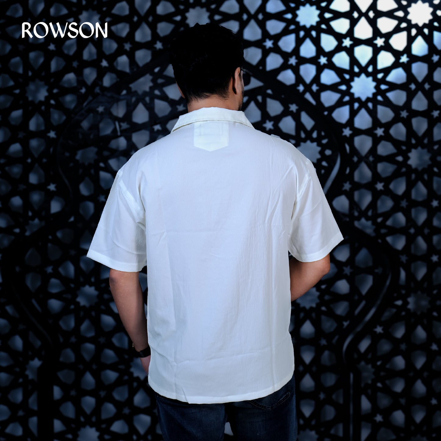 Chinese Soft Zafran Fabrics Semi Drop Shoulder Shirt - White