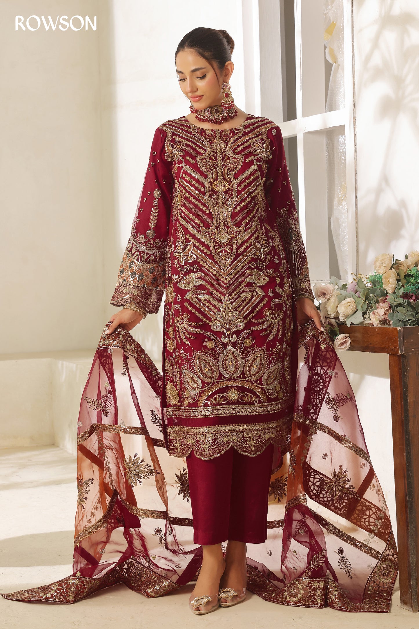 RANA ARTS--AZKA - Luxury Fancy Organza Pakistani Three-Piece