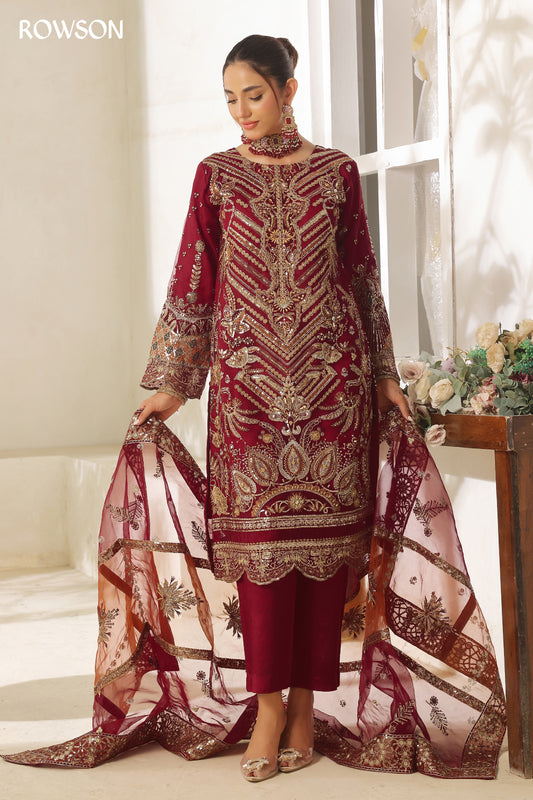 RANA ARTS--AZKA - Luxury Fancy Organza Pakistani Three-Piece