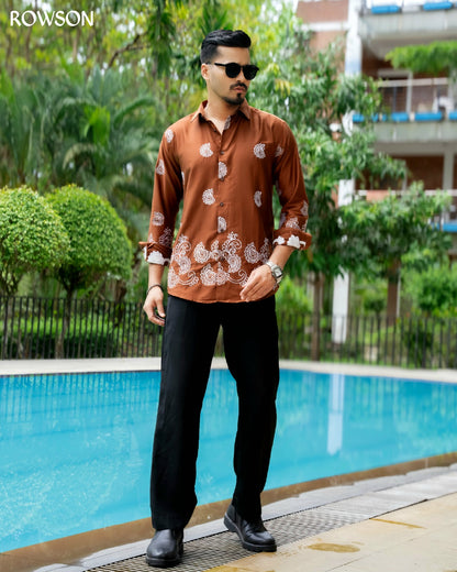 Signature Embroidery Shirt - Rust Brown