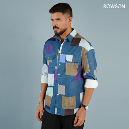 ColorBlock Royal Full Shirt - Deep Ocean Blue