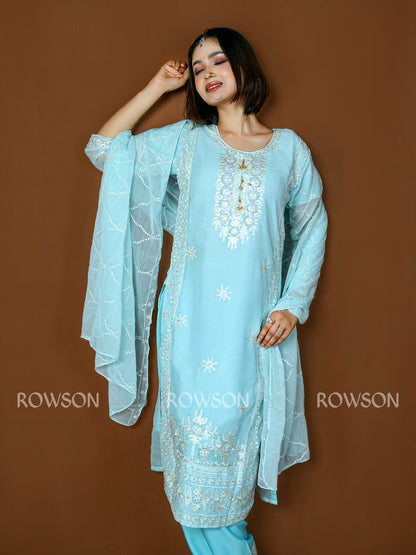 Relaxed Fit Luxury Embroidered Three-Piece