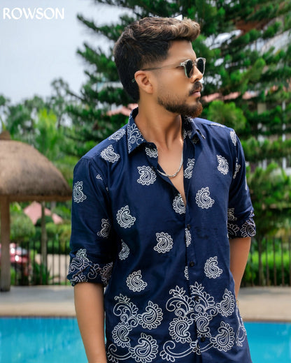 Signature Embroidery Shirt - Ink Blue