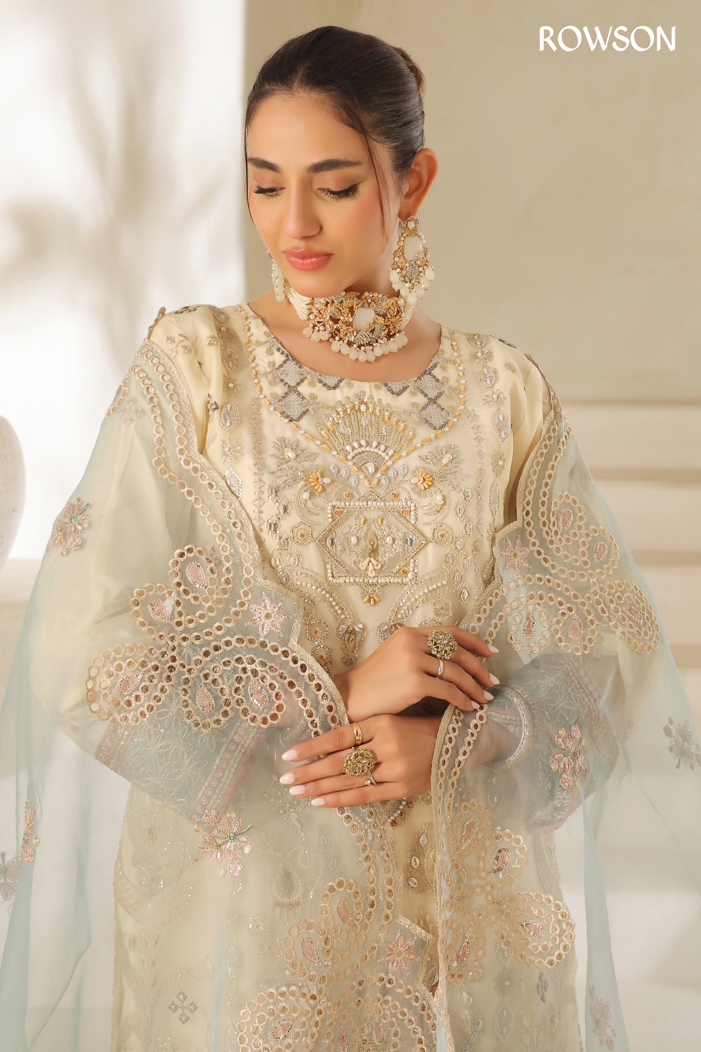 RANA ARTS--AZKA - Luxury Fancy Organza Pakistani Three-Piece