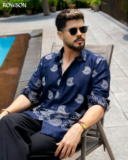 Signature Embroidery Shirt - Ink Blue