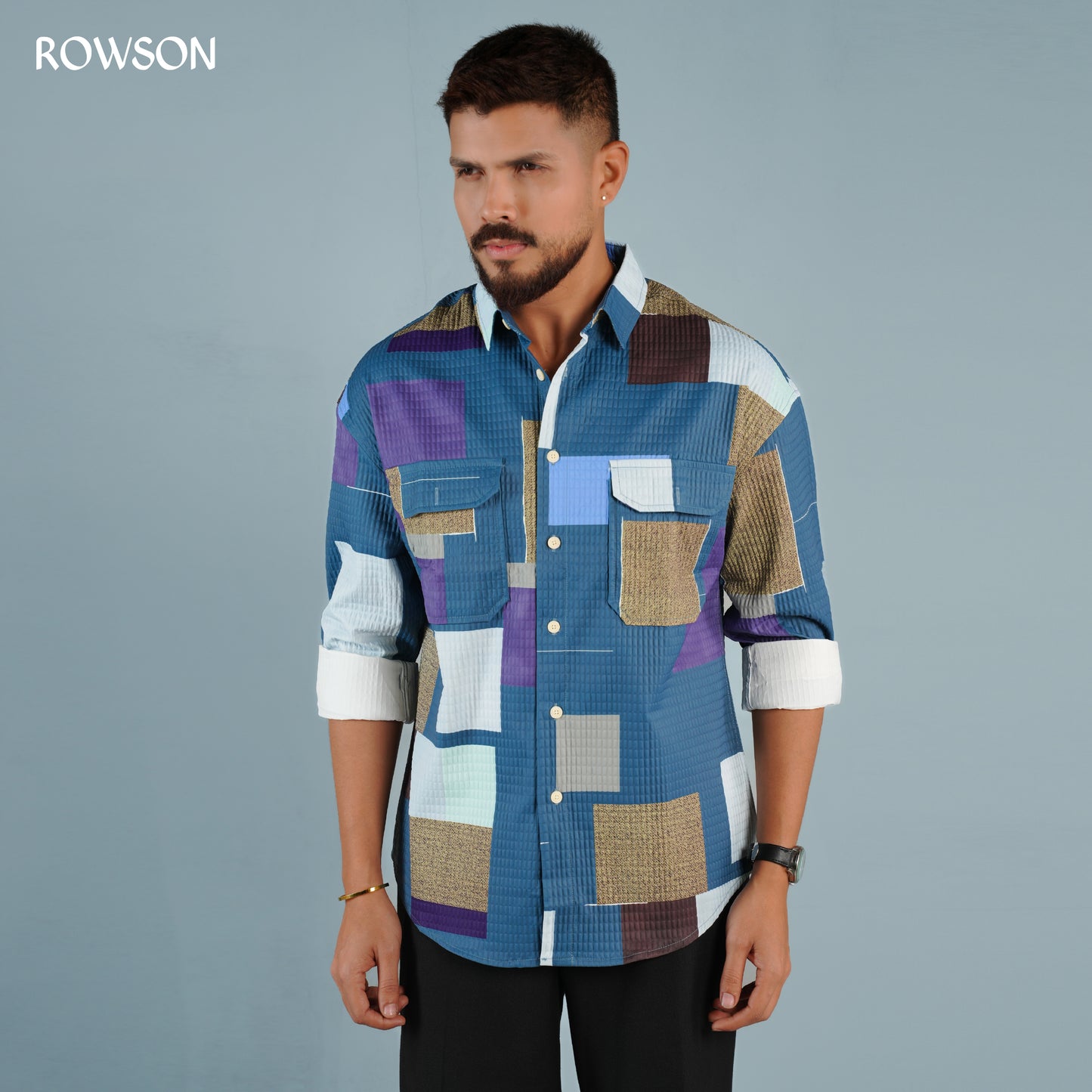 ColorBlock Royal Full Shirt - Deep Ocean Blue