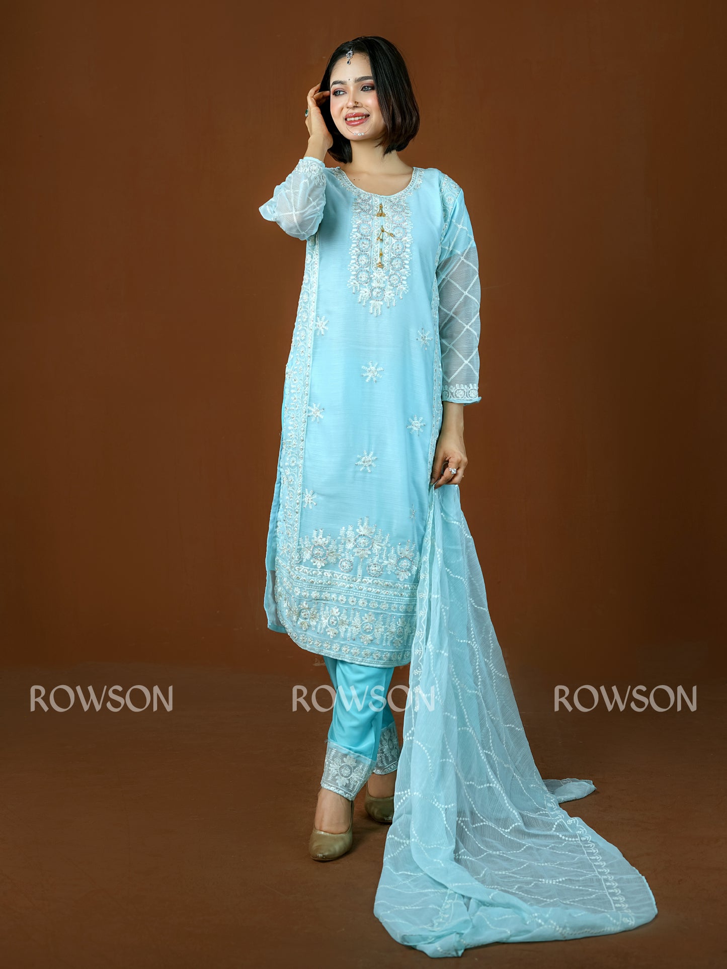 Relaxed Fit Luxury Embroidered Three-Piece