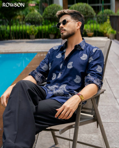 Signature Embroidery Shirt - Ink Blue