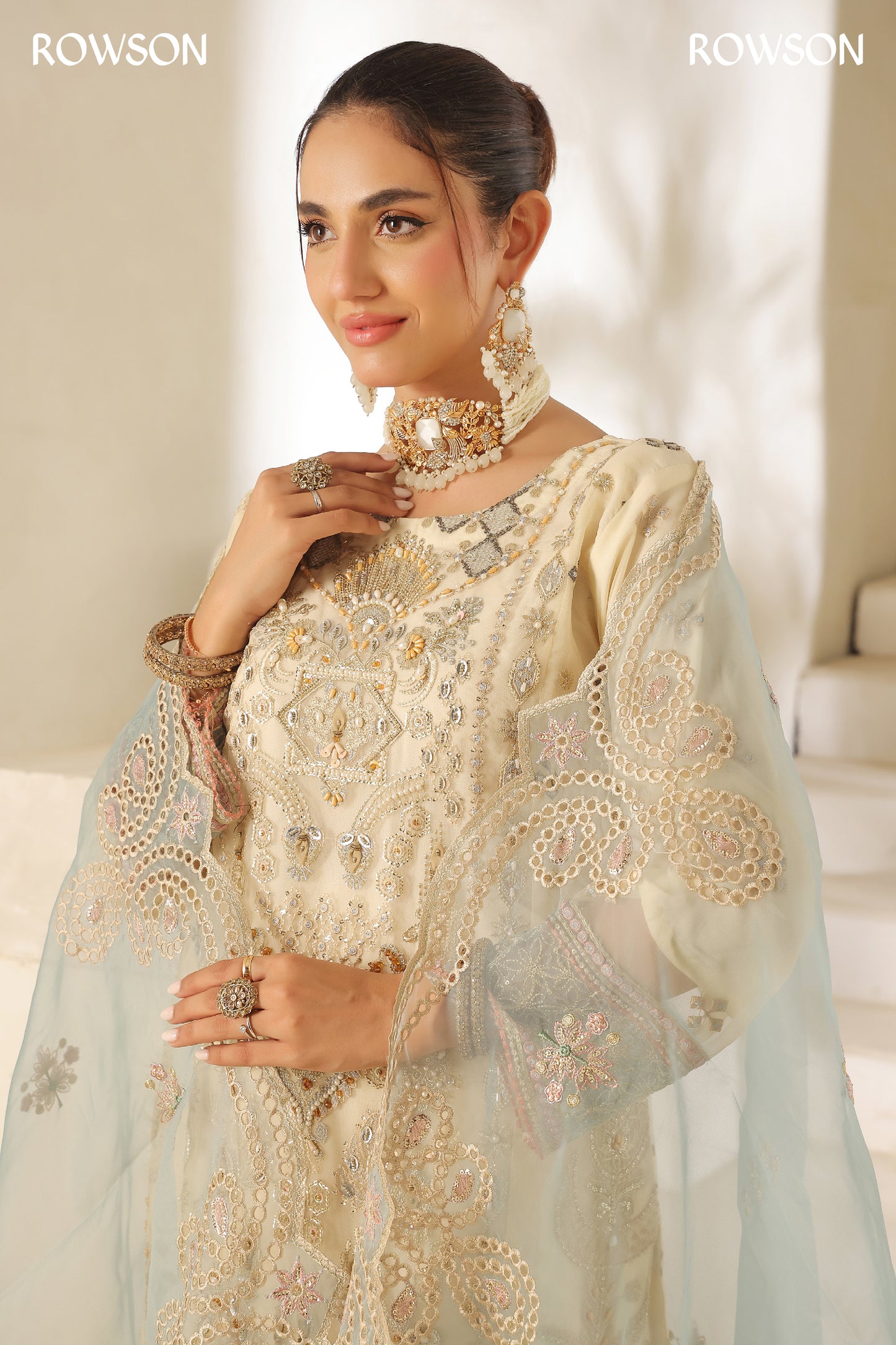 RANA ARTS--AZKA - Luxury Fancy Organza Pakistani Three-Piece