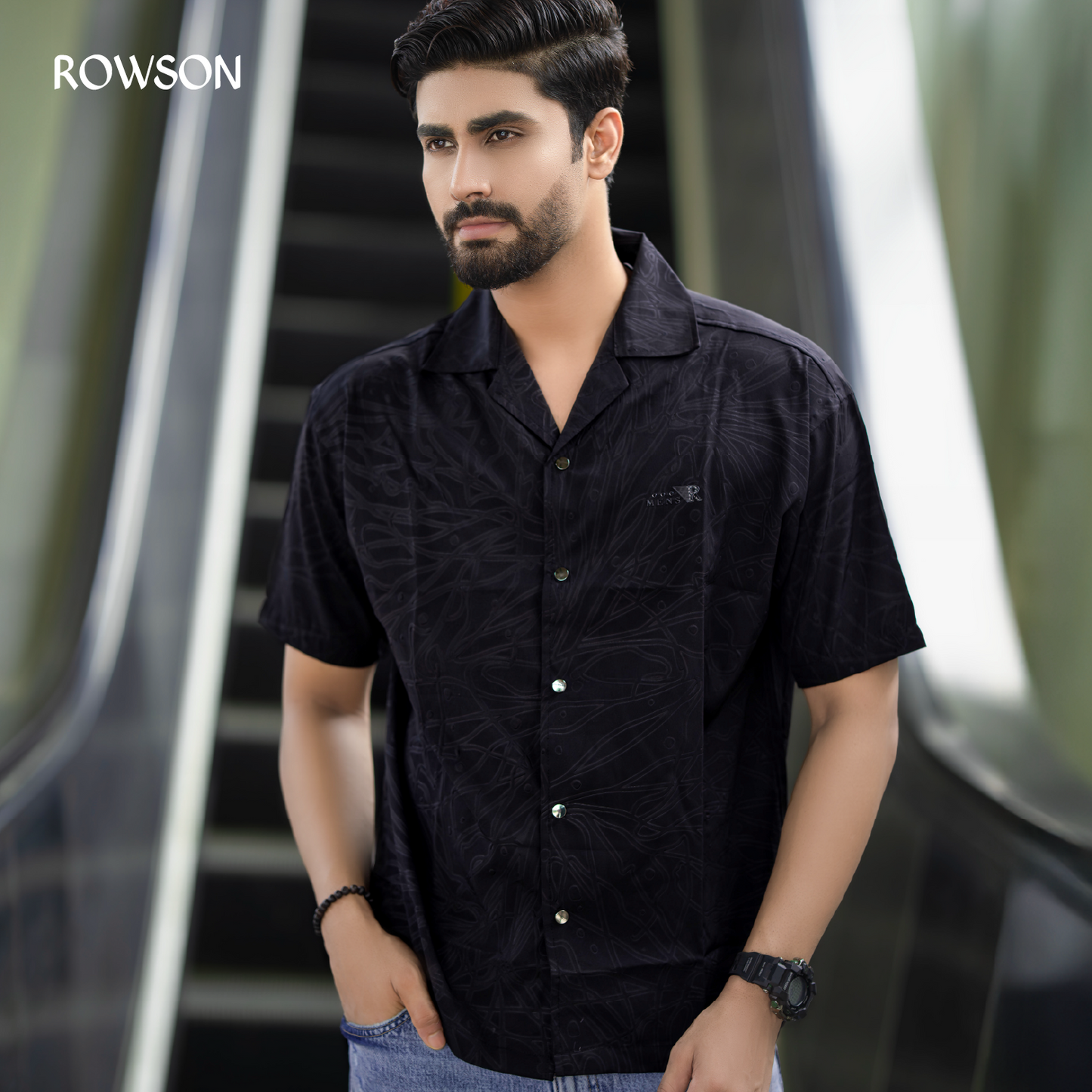 Chinese Soft Carved Fabrics Half Shirt -  Black