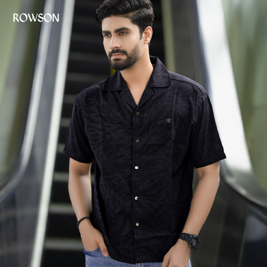 Chinese Soft Carved Fabrics Half Shirt -  Black
