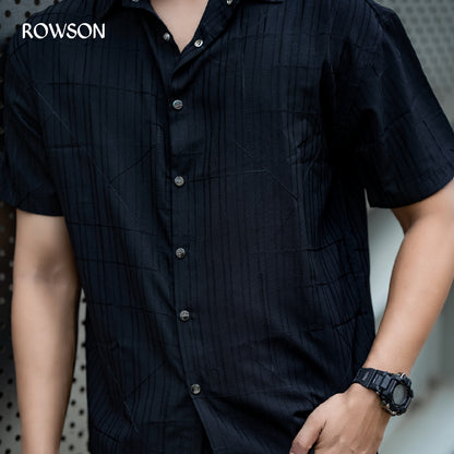 Chinese Soft Cotton Chain Fabrics Half Shirt - Black