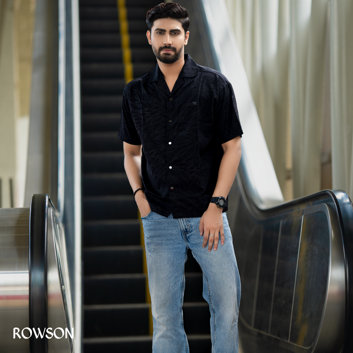 Chinese Soft Carved Fabrics Half Shirt -  Black