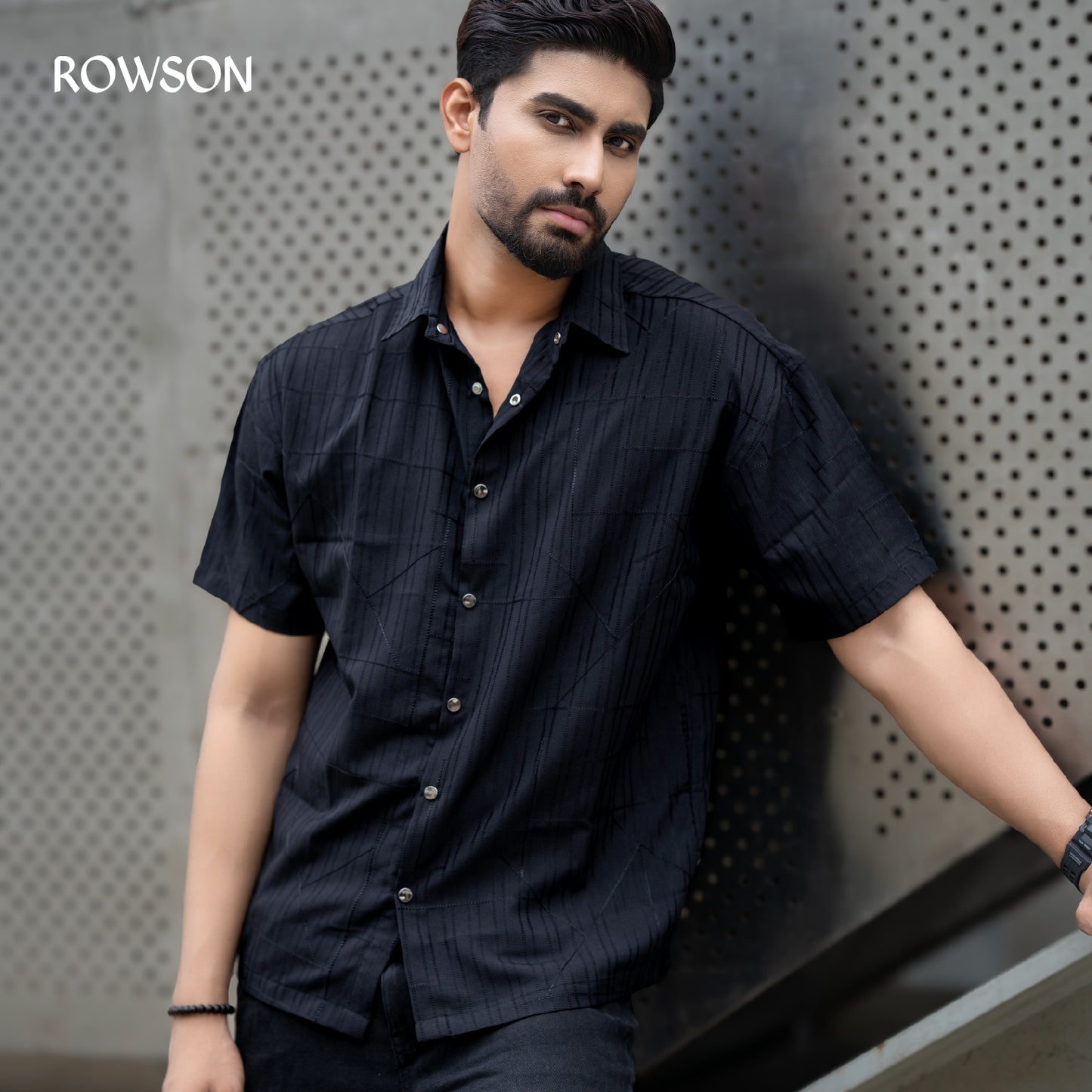 Chinese Soft Cotton Chain Fabrics Half Shirt - Black