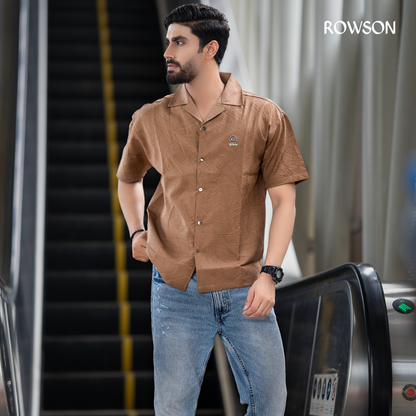 Chinese Soft Crash Fabrics Half Shirt - Tawny Brown