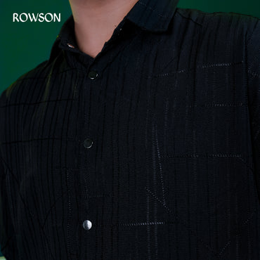Chinese Soft Cotton Chain Fabrics Half Shirt - Black