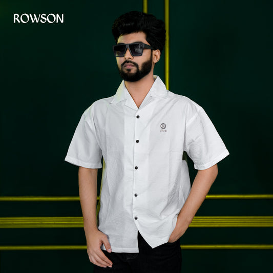 Chinese Soft Crash Fabrics Half Shirt - White