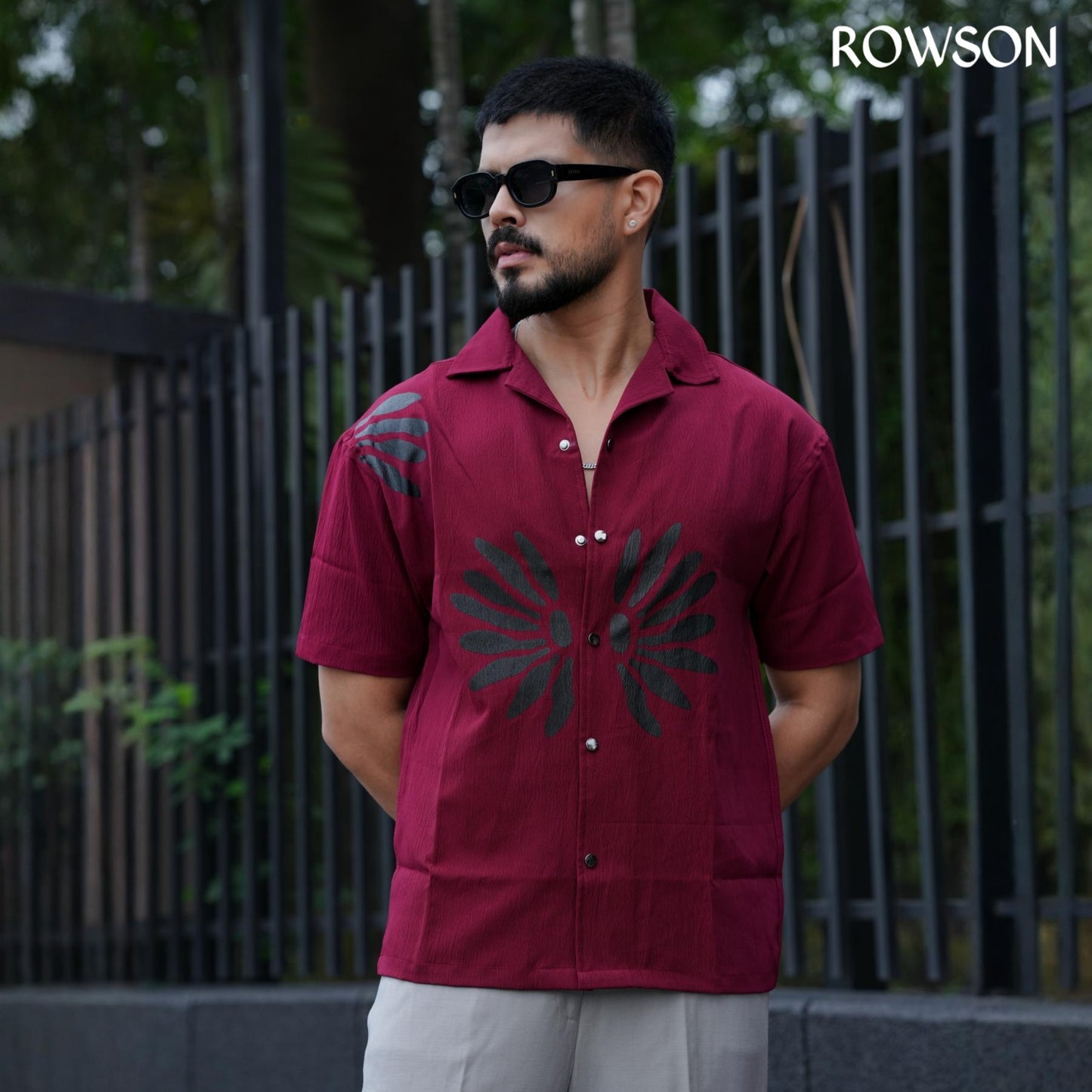 Chinese Soft Zafran Fabrics Semi Drop Shoulder Shirt - Deep Maroon