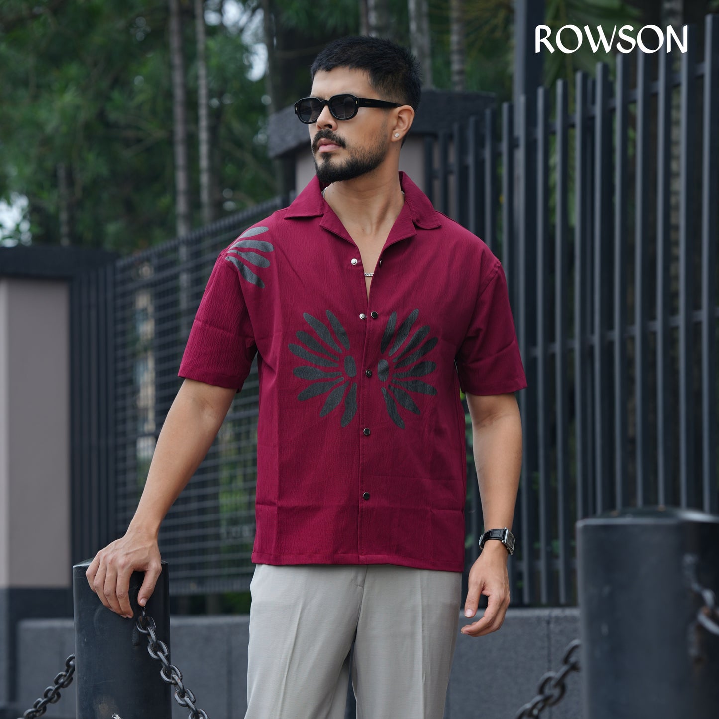 Chinese Soft Zafran Fabrics Semi Drop Shoulder Shirt - Deep Maroon