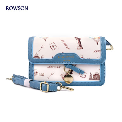 Elegant Sky Blue Printed Handbag