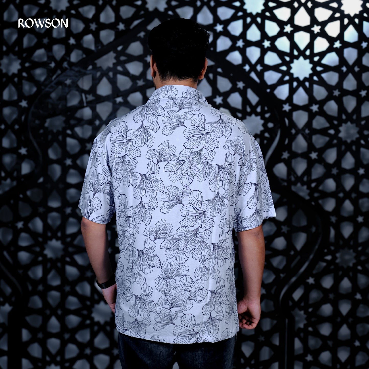 Ice Blue Botanical Print Shirt
