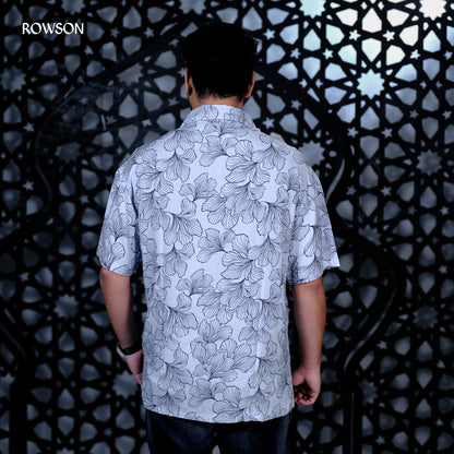 Ice Blue Botanical Print Shirt