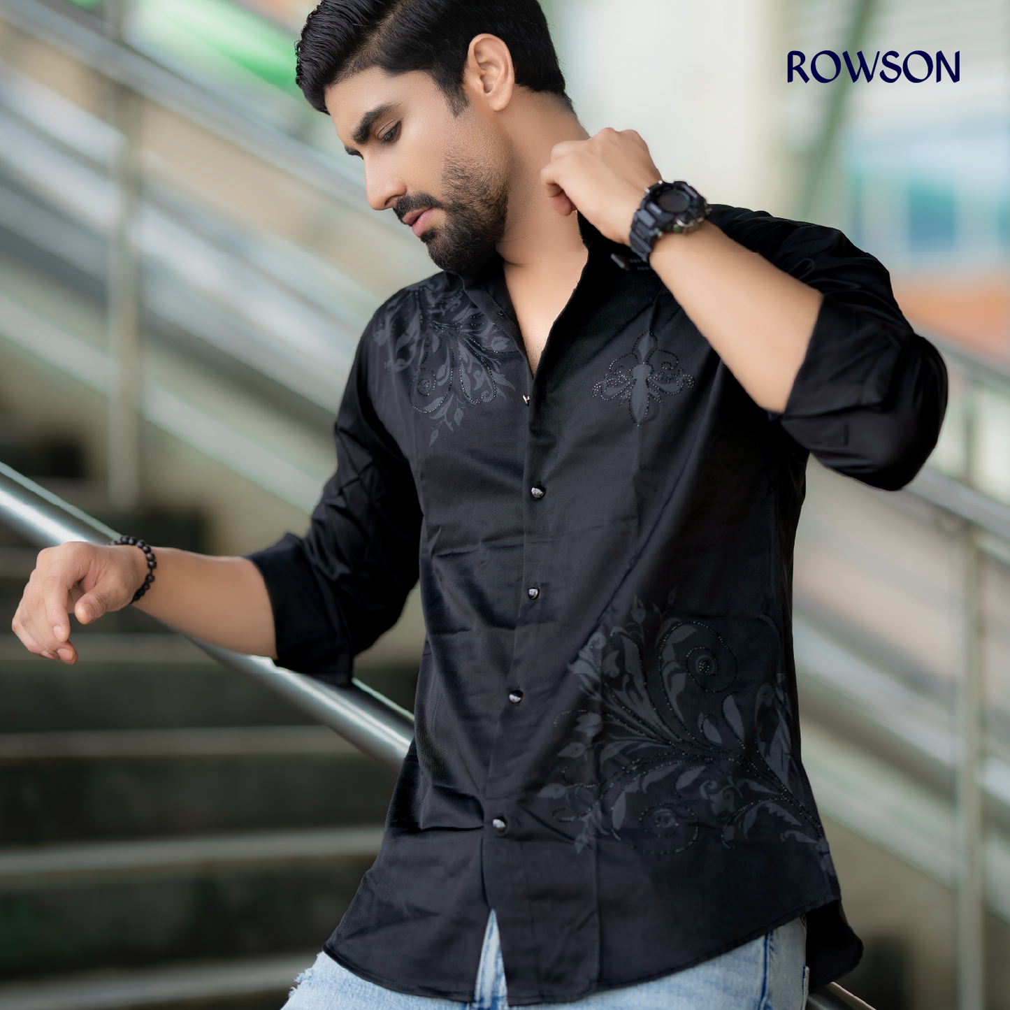 Indian Casual Stitched Party Full Shirt - Black