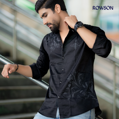 Indian Casual Stitched Party Full Shirt - Black