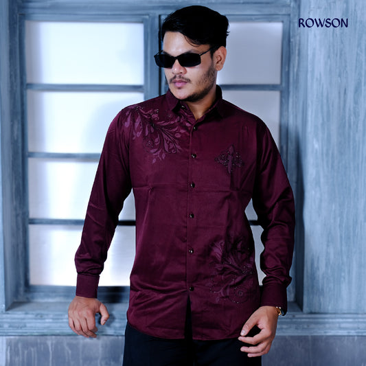 Indian Casual Stitched Party Full Shirt - Deep Wine