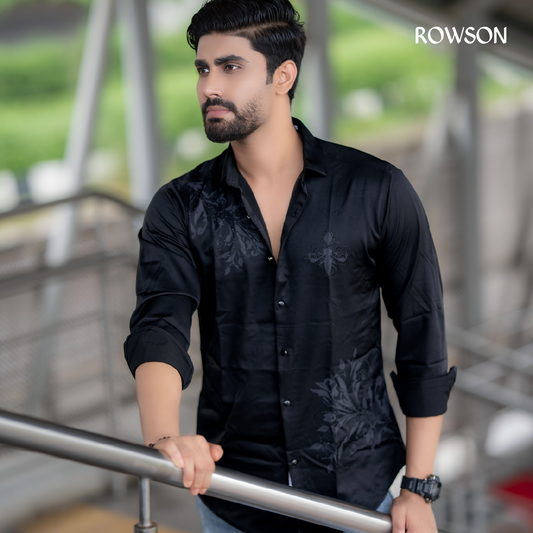 Indian Casual Stitched Party Full Shirt - Black