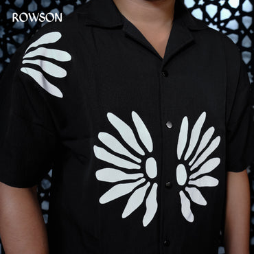 Chinese Soft Zafran Fabrics Semi Drop Shoulder Shirt - Black