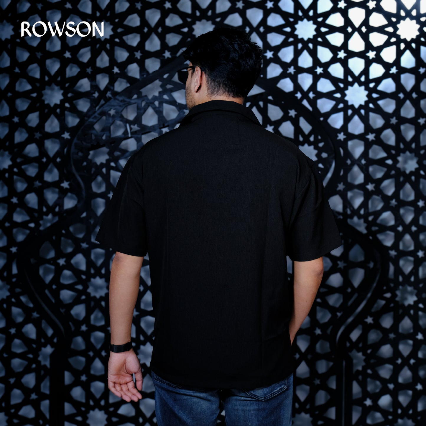 Chinese Soft Zafran Fabrics Semi Drop Shoulder Shirt - Black