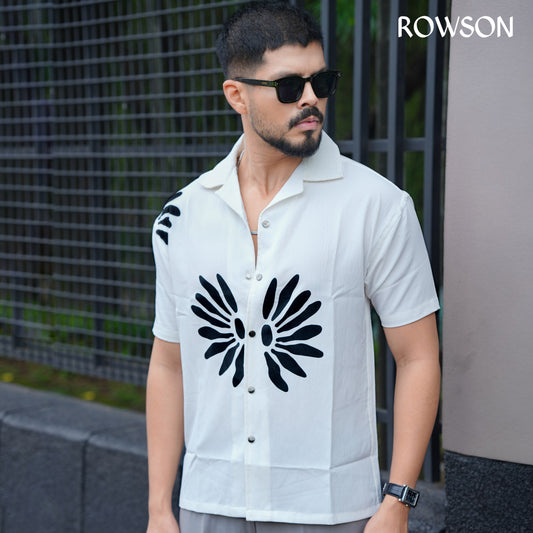 Chinese Soft Zafran Fabrics Semi Drop Shoulder Shirt - White