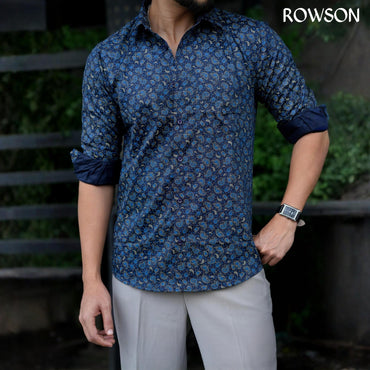 Navy Blue Pattern Floral Shirt