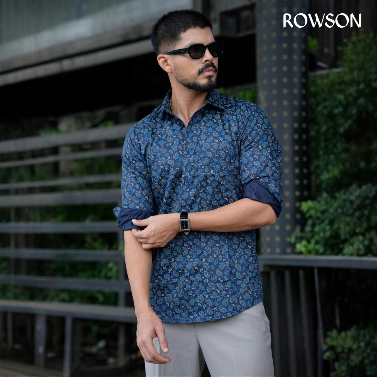 Navy Blue Pattern Floral Shirt