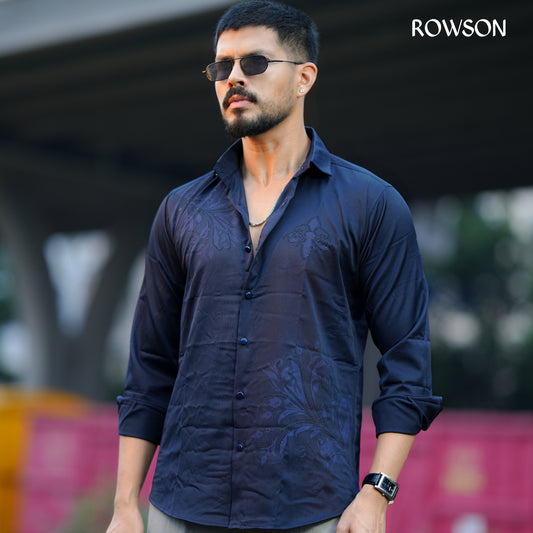 Indian Casual Stitched Party Full Shirt - Nevy Blue