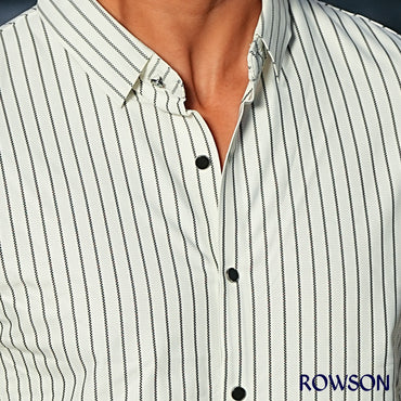 Broadcloth Vertical Stripe Japanese Shirt - Royal White.