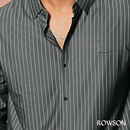 Broadcloth Vertical Stripe Japanese Shirt - Sea Gray