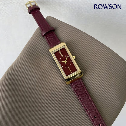 Minimalist Rectangular Maroon Watch