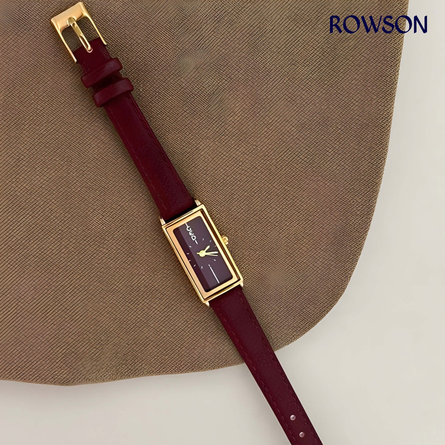 Minimalist Rectangular Maroon Watch