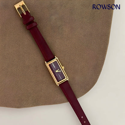 Minimalist Rectangular Maroon Watch