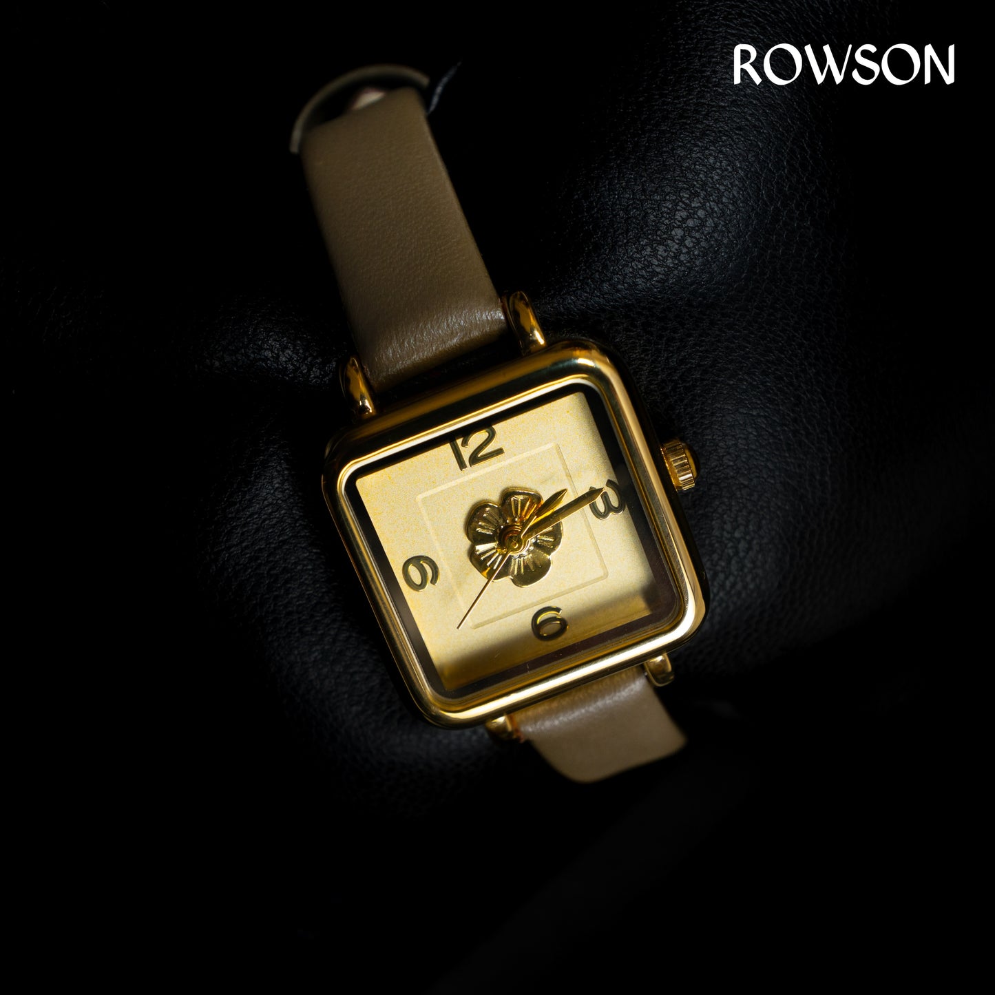 Camellia Book Square Watch (Brown Belt)