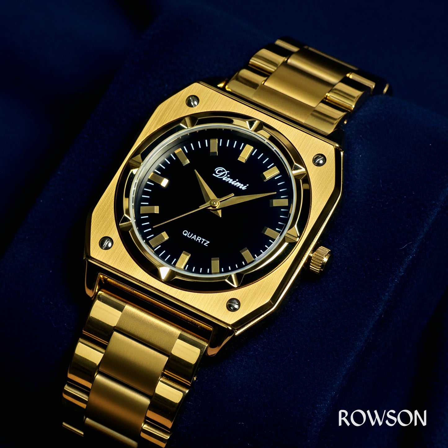 Gold Black Timepiece Watch